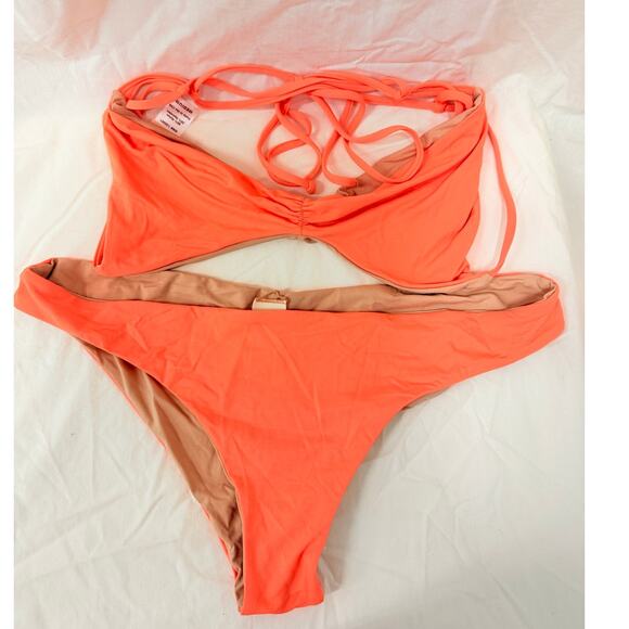 L*Space Coral 2pcs Bikinis Set Medium Beach Miami Swim Summer Vacation - Picture 1 of 5